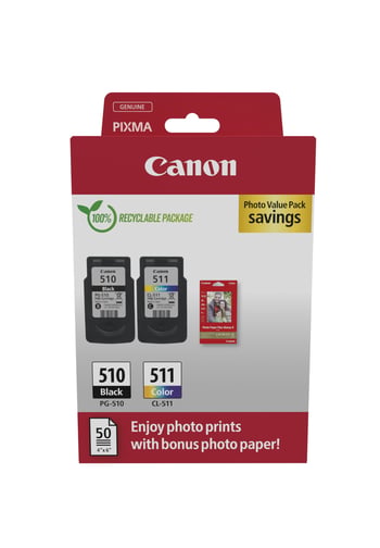 Canon PG-510 / CL-511 Ink Cartridges & Photo Paper Pack