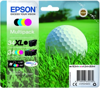 Epson 34XL/34 High Capacity Ink Cartridge Multipack (B/C/M/Y)
