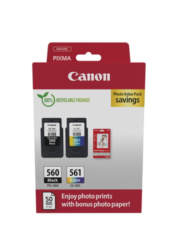 Canon PG-560 / CL-561 Ink Cartridges & Photo Paper Pack