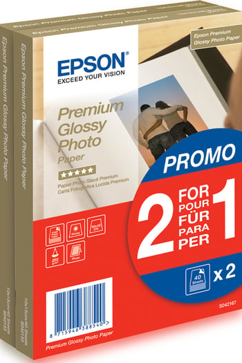 Epson Premium Glossy Photo Paper 10x15cm (2 x 40 Sheets)
