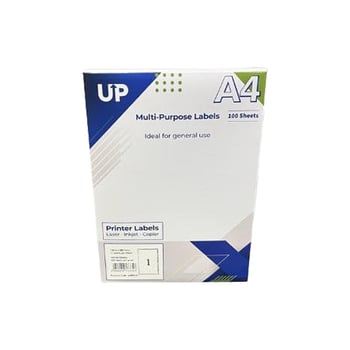 A4 Multipurpose Labels 1 Per Sheet - 199.6 x 289mm - White (100 Sheets)
