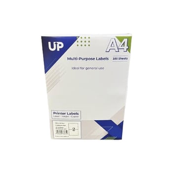 A4 Multipurpose Labels 2 Per Sheet - 199.6 x 143.5mm - White (100 Sheets)