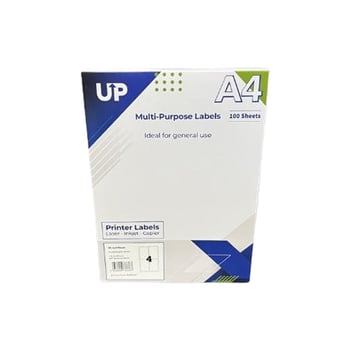 A4 Multipurpose Labels 4 Per Sheet - 139 x 99.1mm - White (100 Sheets)