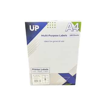 A4 Multipurpose Labels 6 Per Sheet - 99.1 x 93.1mm - White (100 Sheets)