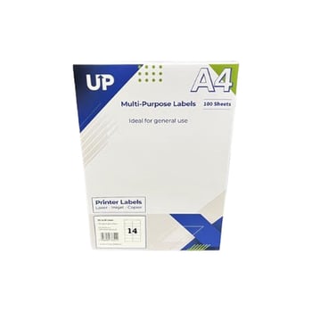 A4 Multipurpose Labels 14 Per Sheet - 99.1 x 38.1mm - White (100 Sheets)