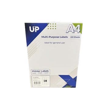 A4 Multipurpose Labels 18 Per Sheet - 63.5 x 46.6mm - White (100 Sheets)