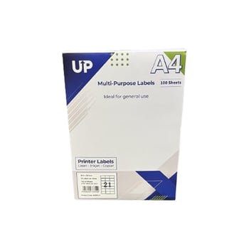 A4 Multipurpose Labels 21 Per Sheet -  63.5 x 38mm - White (100 Sheets)