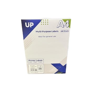 A4 Multipurpose Labels 24 Per Sheet - 63.5 x 33.9mm - White (100 Sheets)