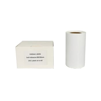 Address Label Roll Self Adhesive - 89 x 36mm - White (250 Labels)