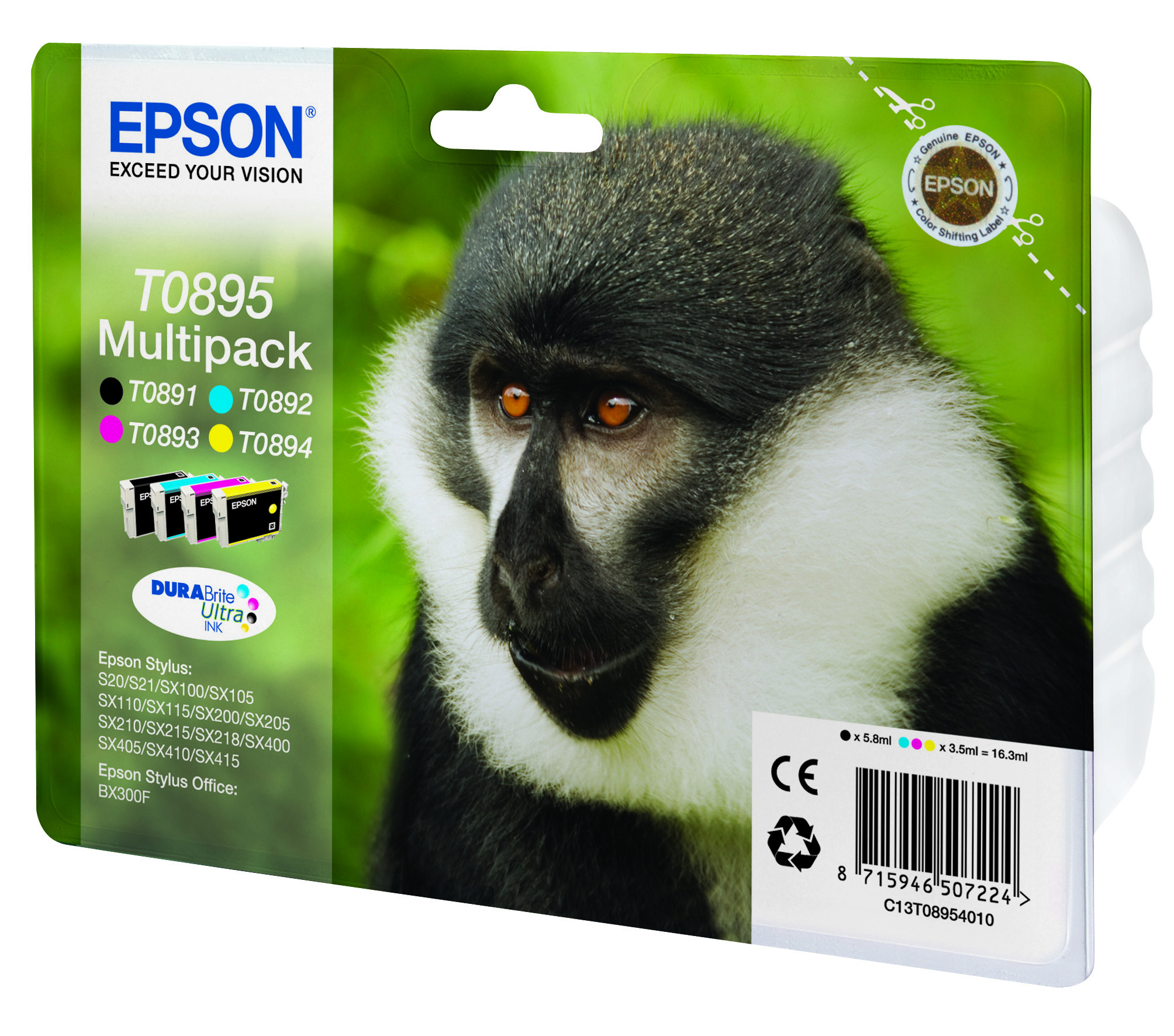 Epson T0895 Colour Ink Cartridge Multipack (B/C/M/Y)