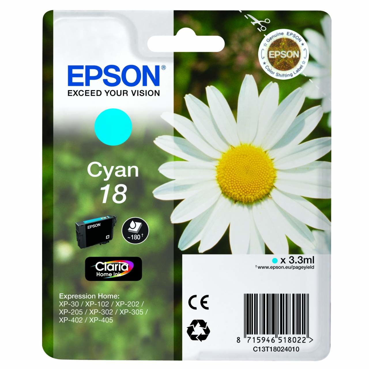 Epson T1802 Cyan Ink Cartridge
