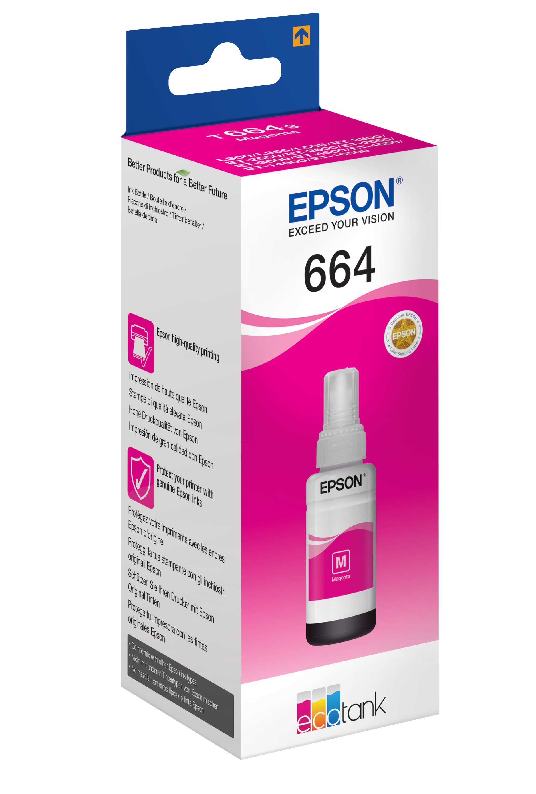 Epson T6643 EcoTank Ink Bottle - Magenta 70ml
