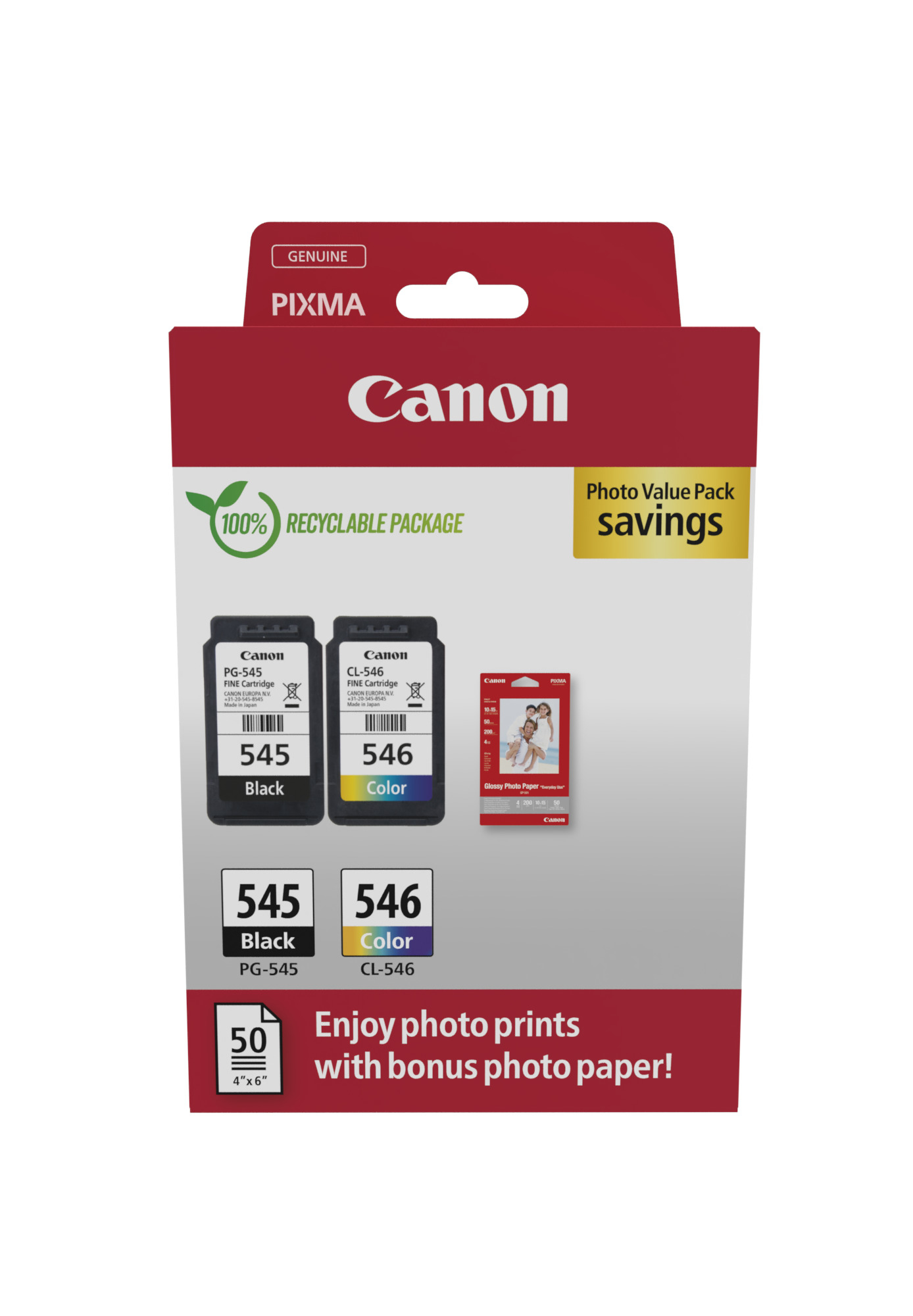 Canon PG-545 / CL-546 Ink Cartridge and Paper Multipack