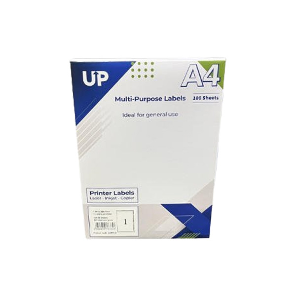 A4 Multipurpose Labels 1 Per Sheet - 199.6 x 289mm - White (100 Sheets)