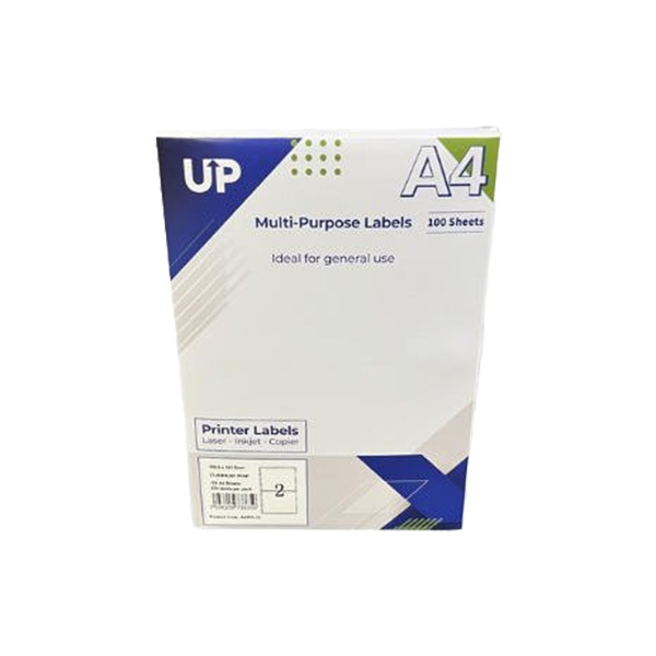 A4 Multipurpose Labels 2 Per Sheet - 199.6 x 143.5mm - White (100 Sheets)