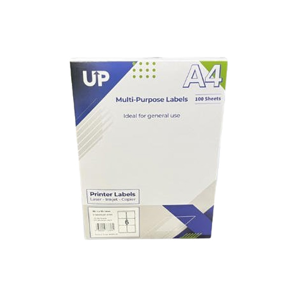 A4 Multipurpose Labels 6 Per Sheet - 99.1 x 93.1mm - White (100 Sheets)